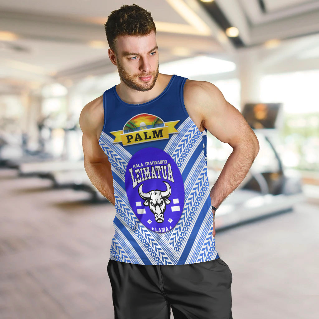 Mate Ma'a Tonga Men Tank Top Leimatu'a Bulls Creative Style - Blue NO.1 LT8 - Polynesian Pride