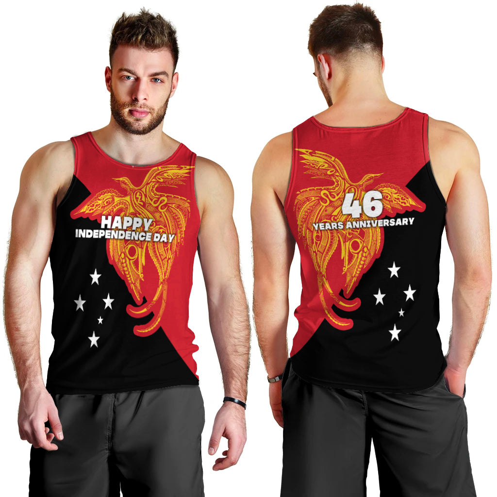 Papua New Guinea Men Tank Top Independence Day Flag Style LT16 Black - Polynesian Pride