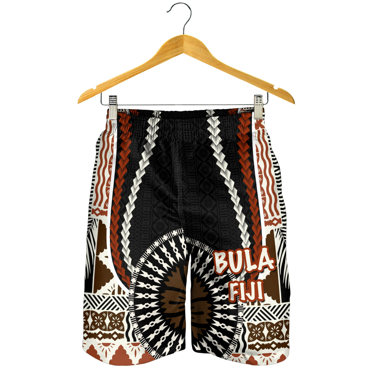 Bula Fiji Men Short Masi Tapa Patterns Style LT6 - Polynesian Pride