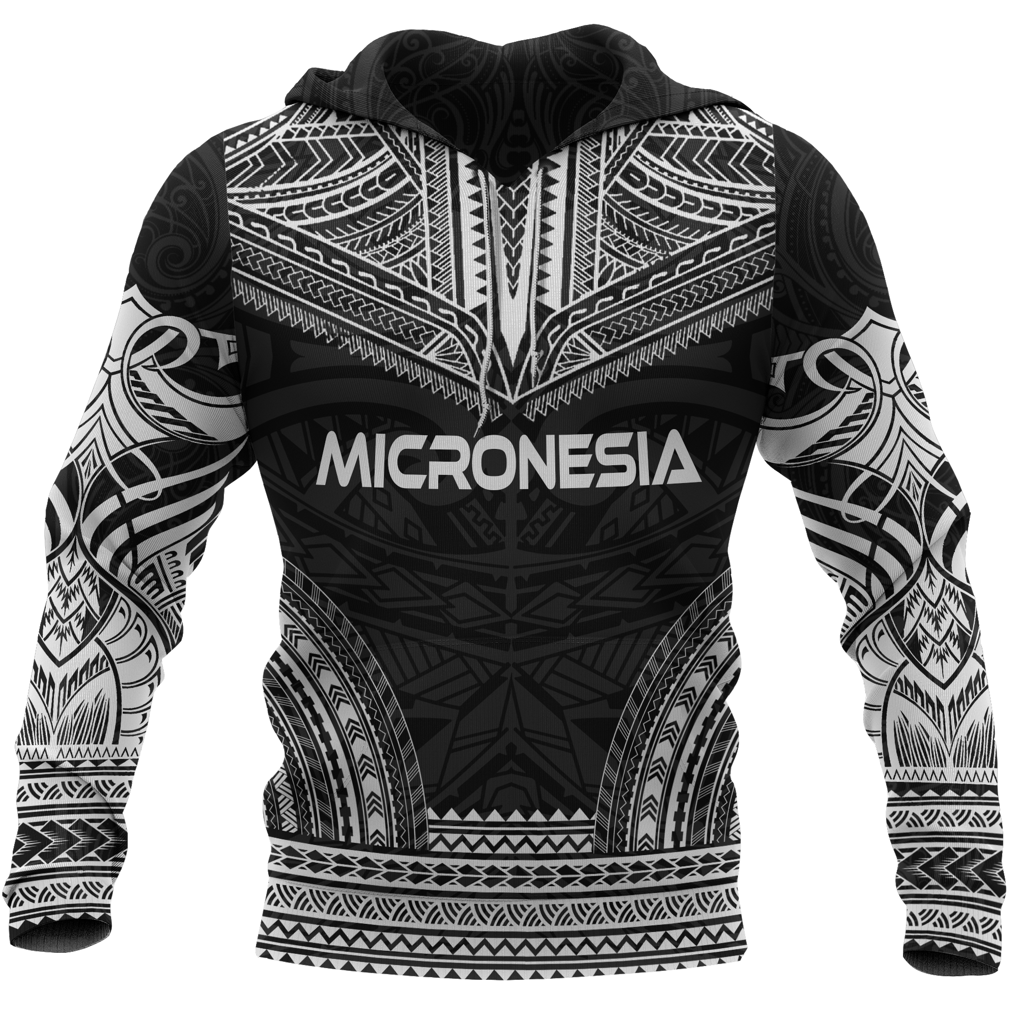Micronesia Polynesian Chief Hoodie Black Version Unisex Black - Polynesian Pride