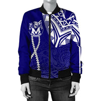 hawaiiJacket - Moanalua High Women's Bomber Jacket - Forc Style AH Blue - Polynesian Pride