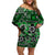 Fiji Hibiscus Festival Off Shoulder Short Dress Green LT6 Women Green - Polynesian Pride