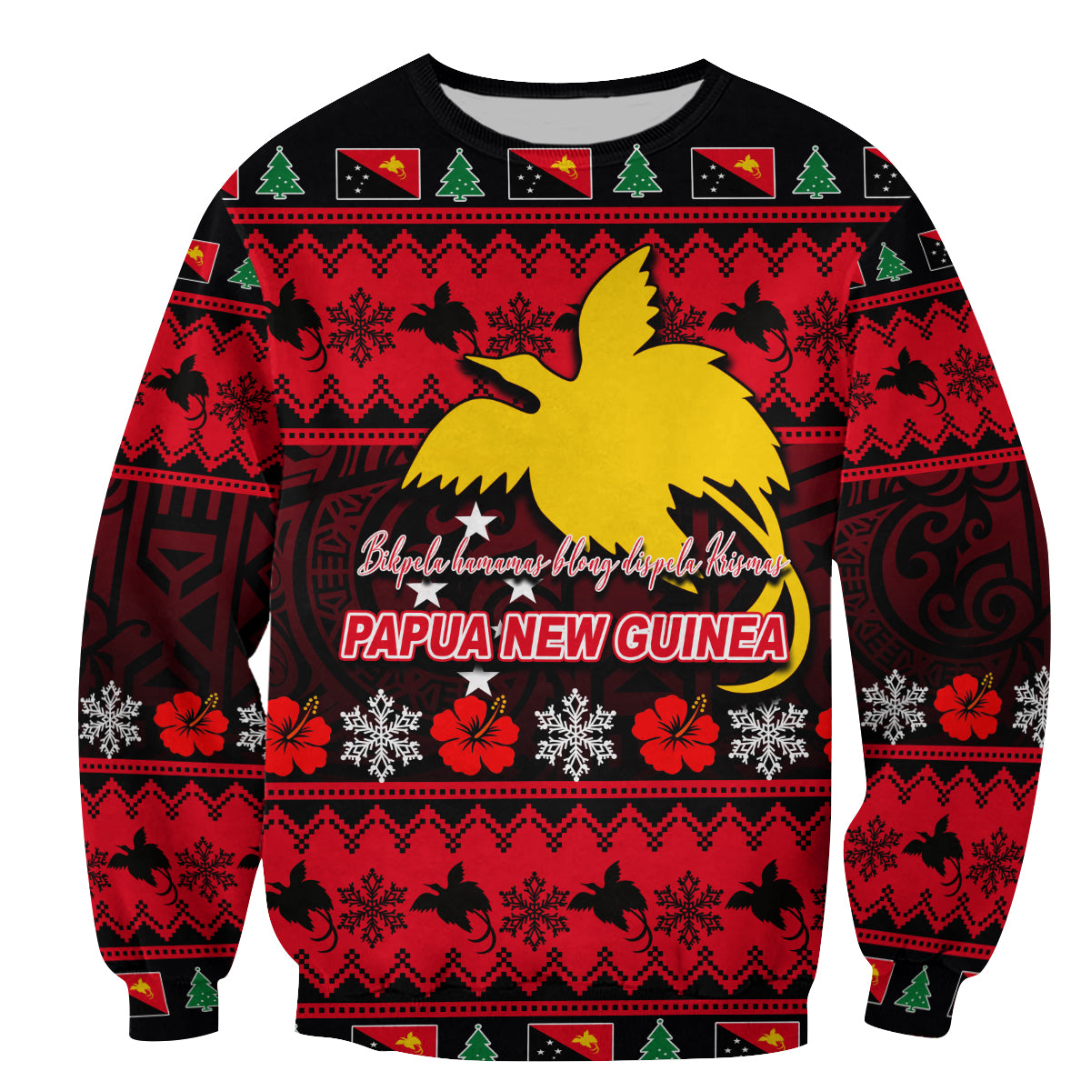 Papua New Guinea Christmas Sweatshirt LT6 Unisex Red - Polynesian Pride