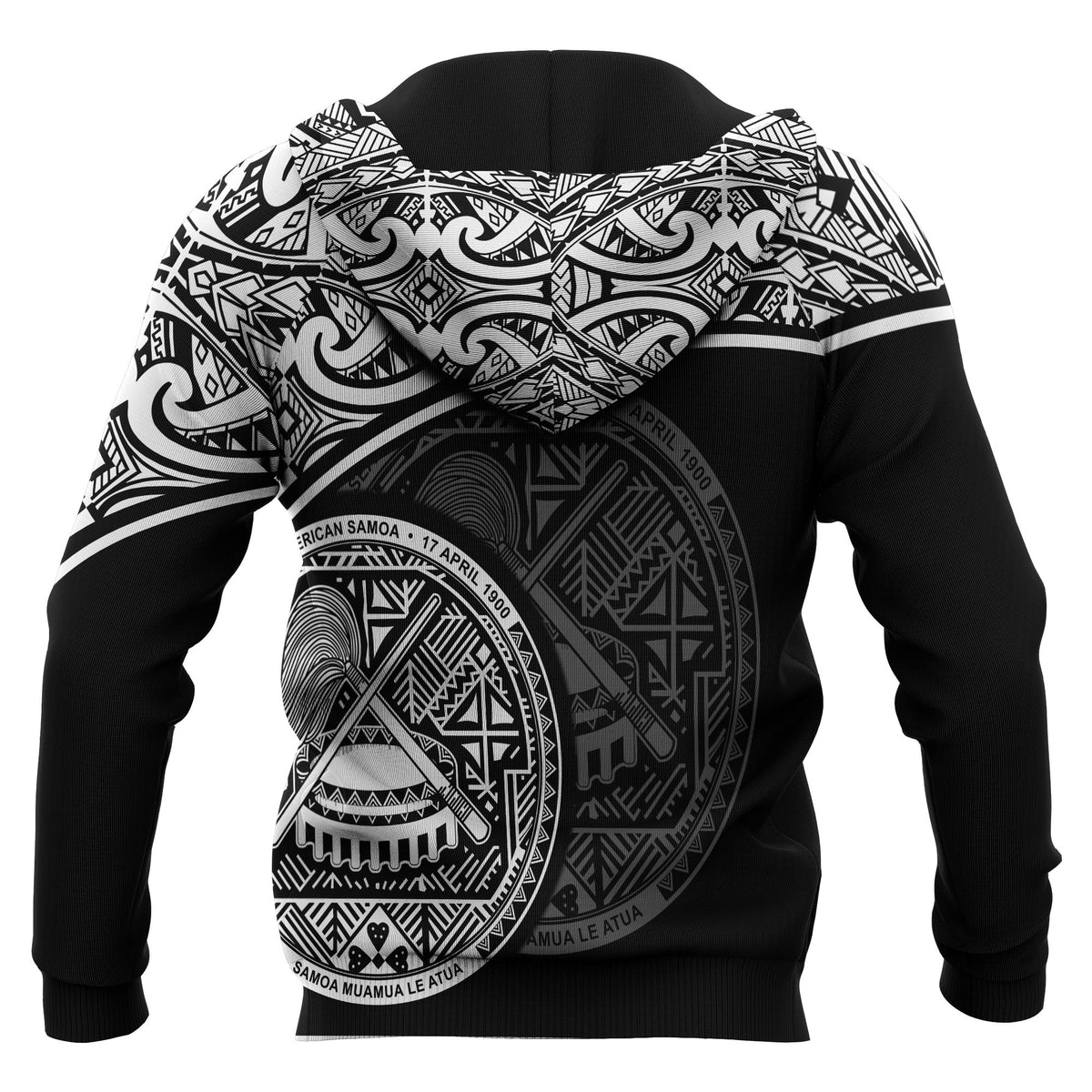 Polynesian American Samoa Custom Zip up Hoodie White Curve - Polynesian Pride