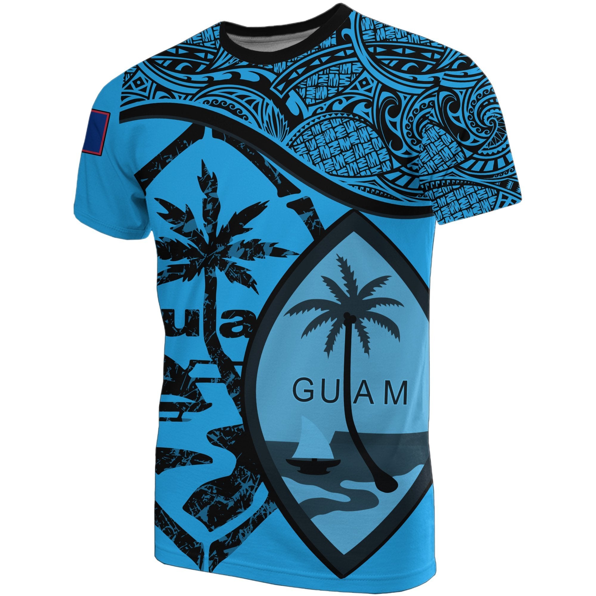 Guam T Shirt Guam Flag Blue A02 Unisex Blue - Polynesian Pride
