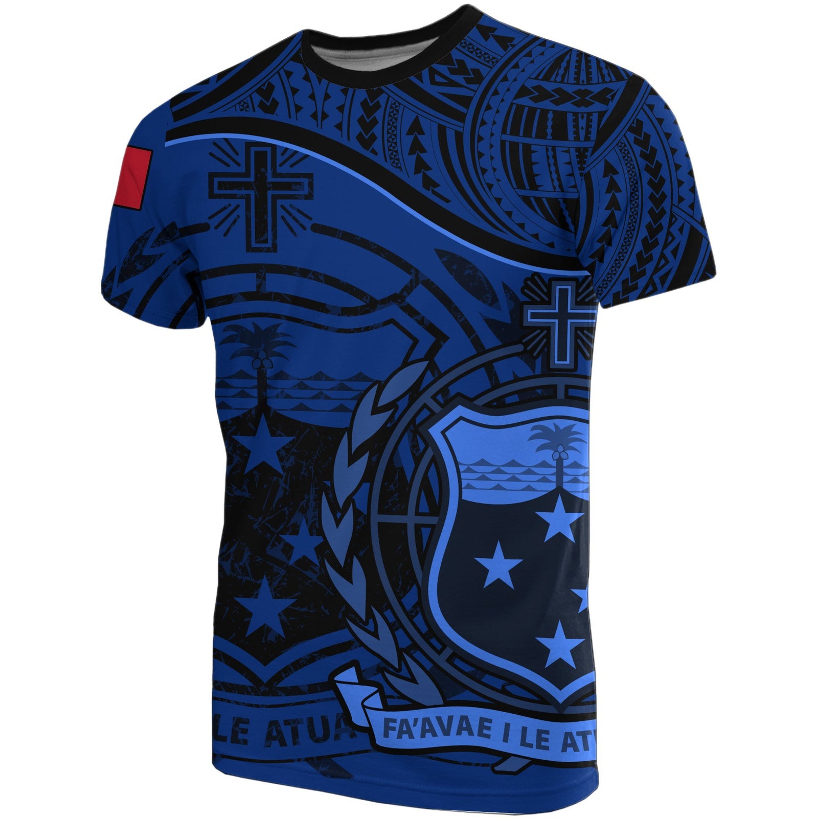 Samoa T Shirt Samoan Flag Coat of Arms Dark Blue A02 Unisex Dark Blue - Polynesian Pride