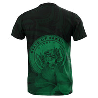 Hawaii State Hibiscus Green Polynesian T Shirt Floral Style - Polynesian Pride