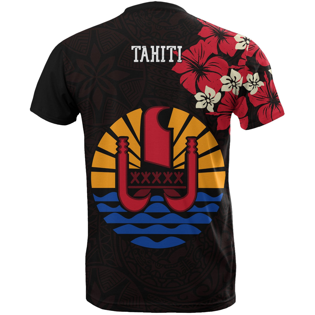 Tahiti T Shirt Tahiti Flag Hibiscus Special - Polynesian Pride