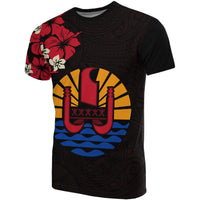 Tahiti T Shirt Tahiti Flag Hibiscus Special Unisex Black - Polynesian Pride
