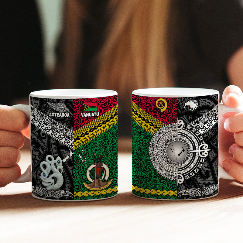 New Zealand And Vanuatu Mug Together - Black LT8 One Size 11oz size Black - Polynesian Pride