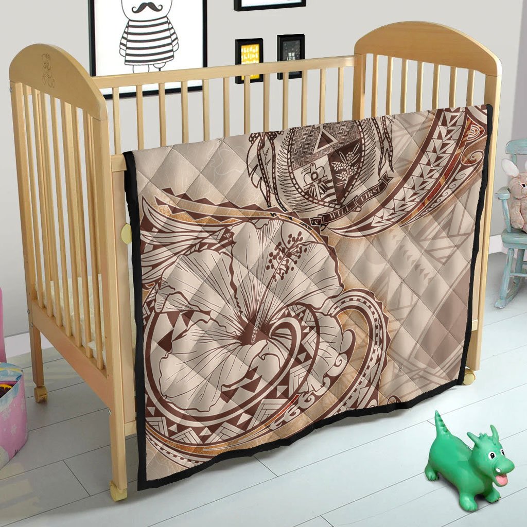 Nauru Premium Quilt - Hibiscus Flowers Vintage Style - Polynesian Pride