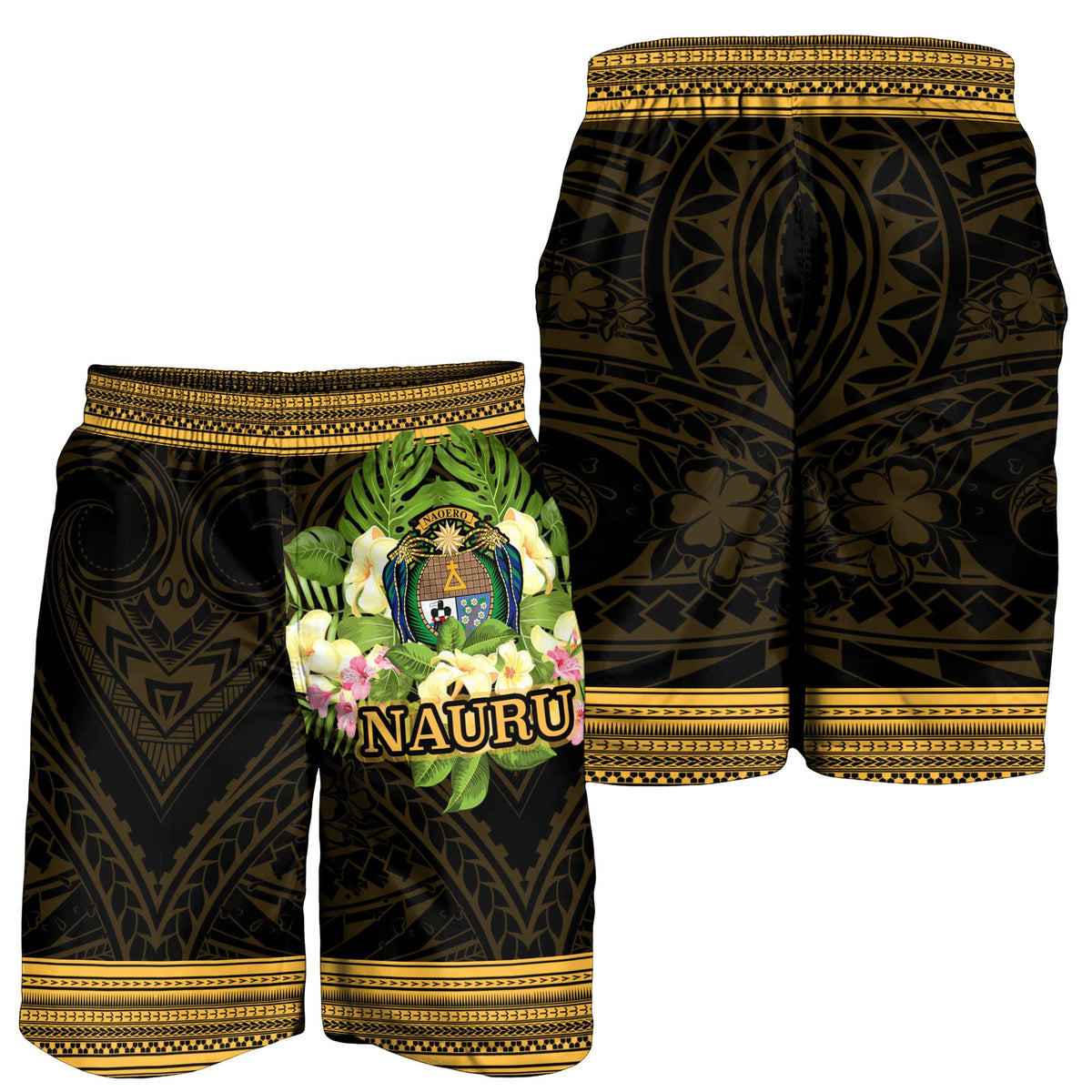 Nauru Men's Shorts - Polynesian Gold Patterns Collection - Polynesian Pride