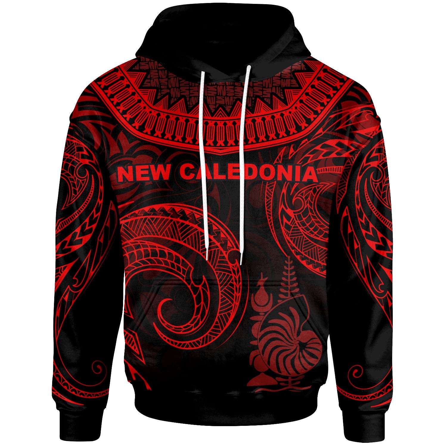 New Caledonia Hoodie Unique Serrated Texture Red Unisex Red - Polynesian Pride