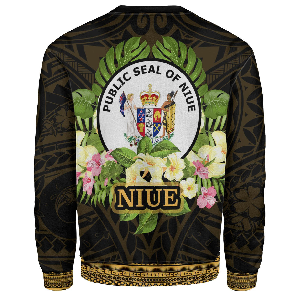 Niue Sweatshirt - Polynesian Gold Patterns Collection - Polynesian Pride