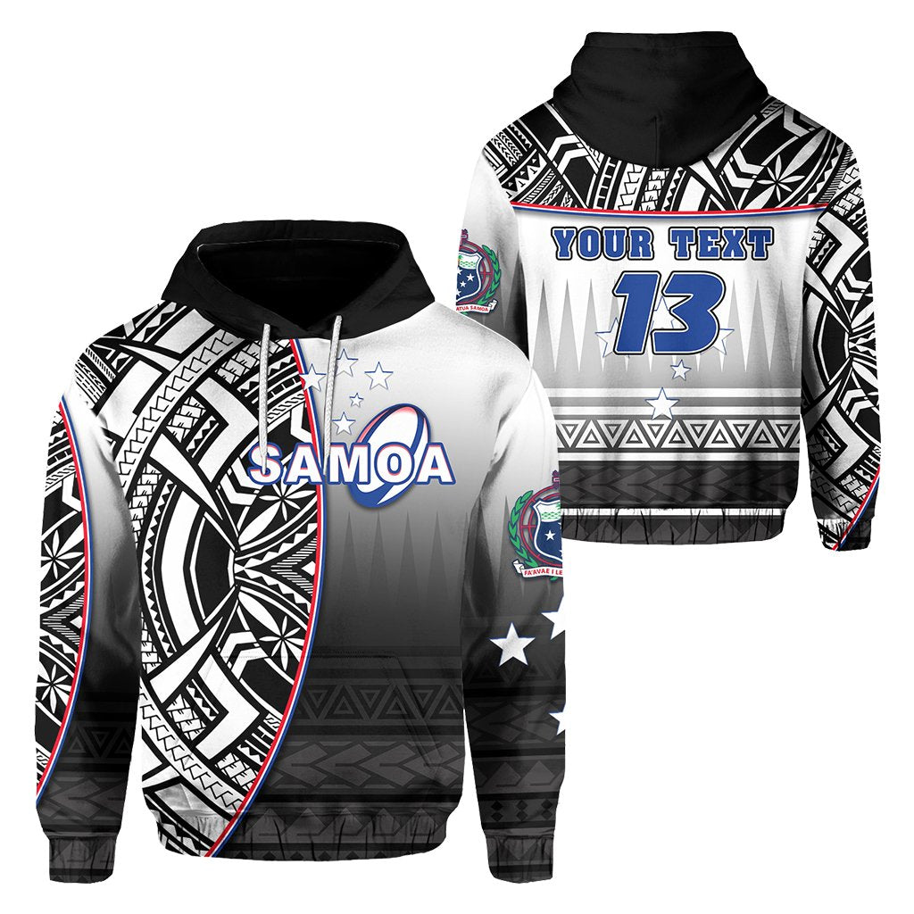 Custom Manu Samoa Rugby Hoodie Impressive Version Black Custom Text and Number Unisex Black - Polynesian Pride