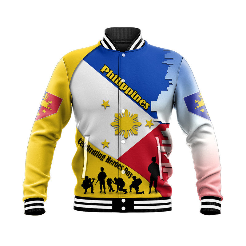 Philippines Baseball Jacket Celebrating Heroes Day LT9 Unisex Yellow - Polynesian Pride