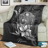 Nauru Premium Blanket - Fish With Plumeria Flowers Style - Polynesian Pride