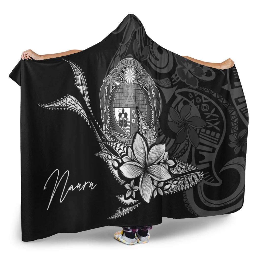 Nauru Hooded Blanket - Fish With Plumeria Flowers Style - Polynesian Pride