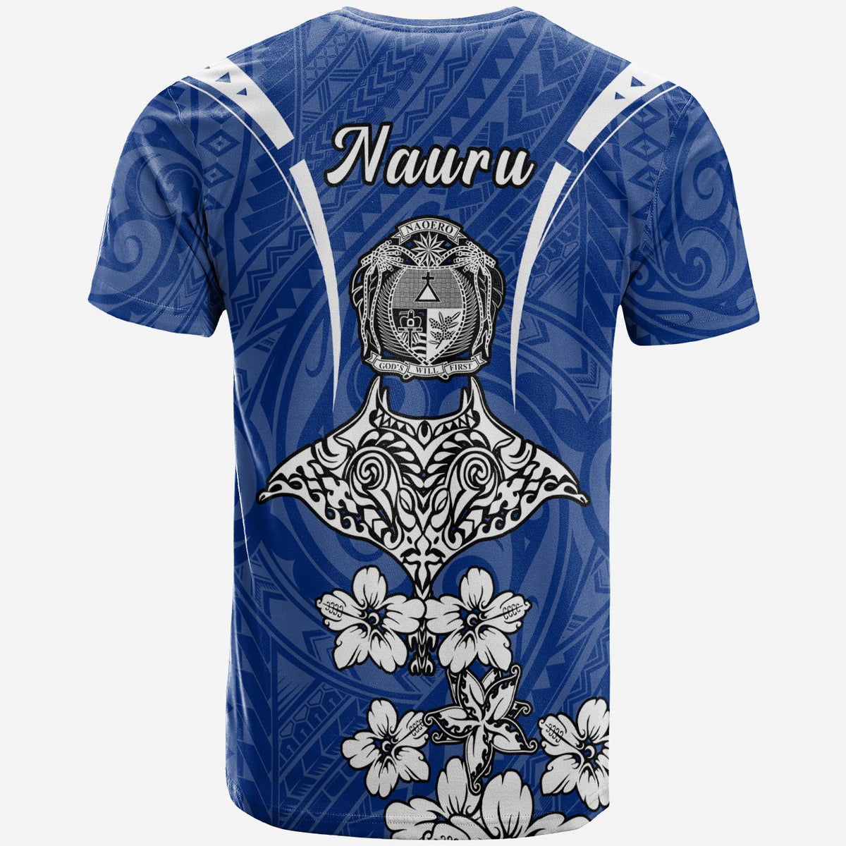 Nauru T Shirt Ray Hibiscus - Polynesian Pride
