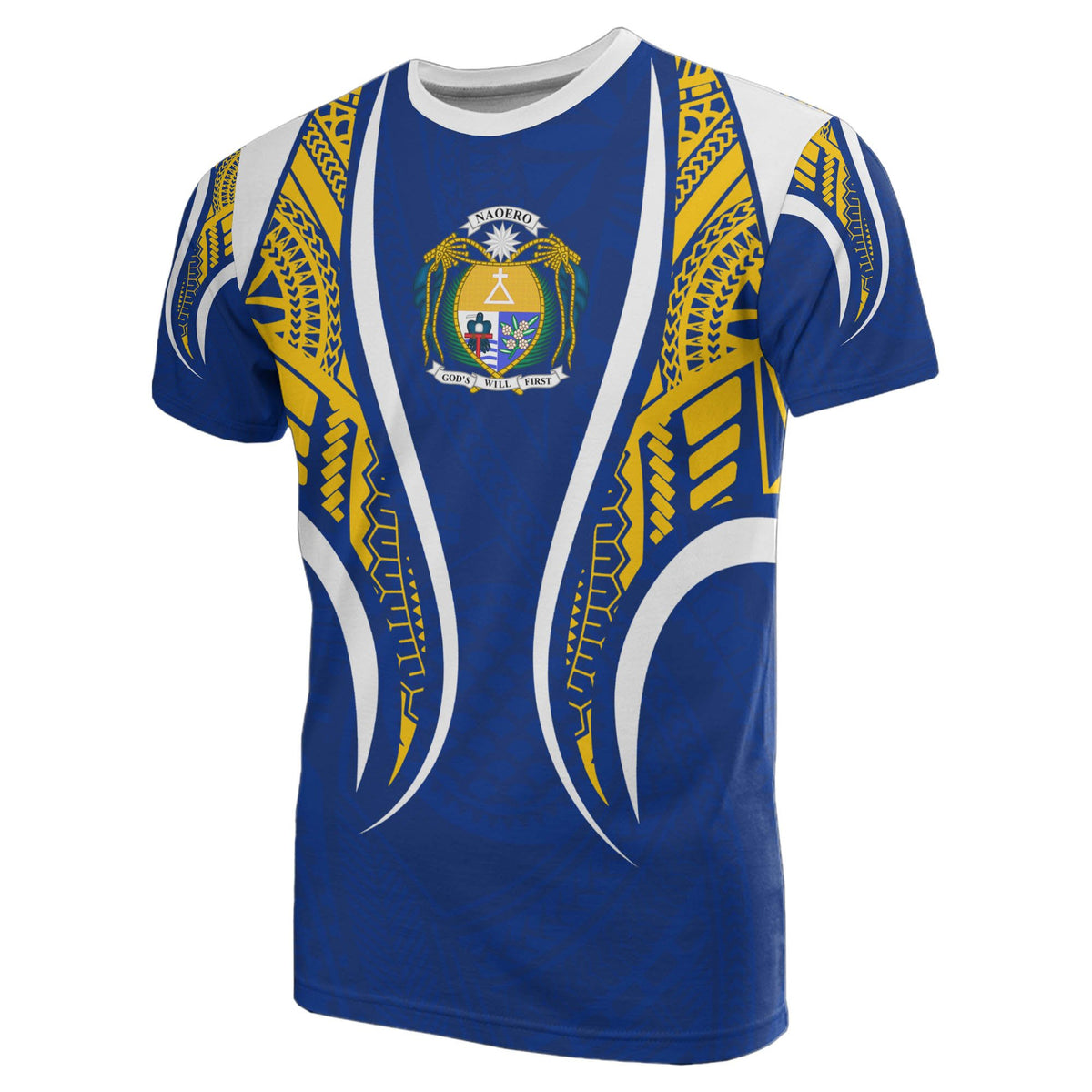 Nauru T Shirt Nauru Coat Of Arms Polynesian Stylized Unisex Blue - Polynesian Pride