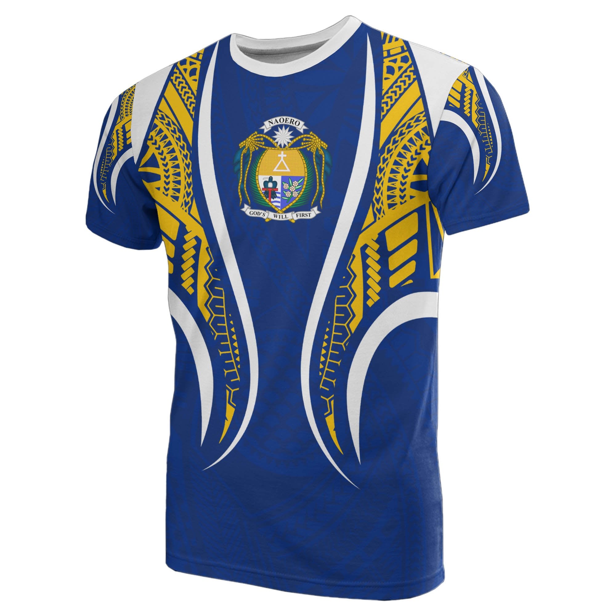 Nauru T Shirt Nauru Coat Of Arms Polynesian Stylized Unisex Blue - Polynesian Pride