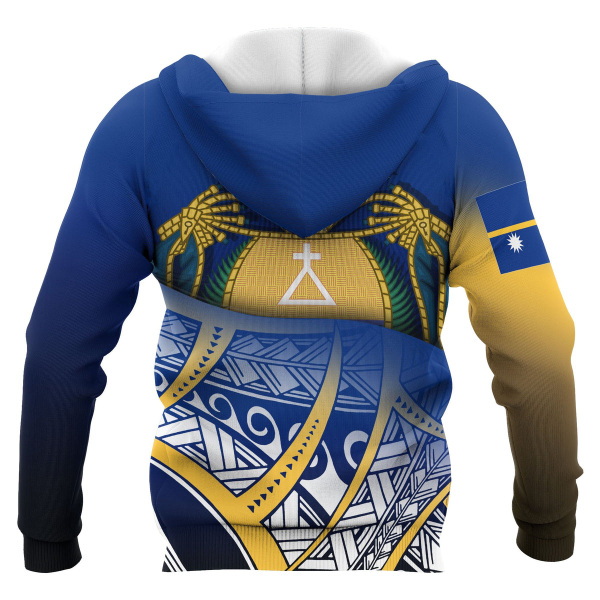 Nauru Coat of Arms Zip up Hoodie Polynesian Pattern - Polynesian Pride