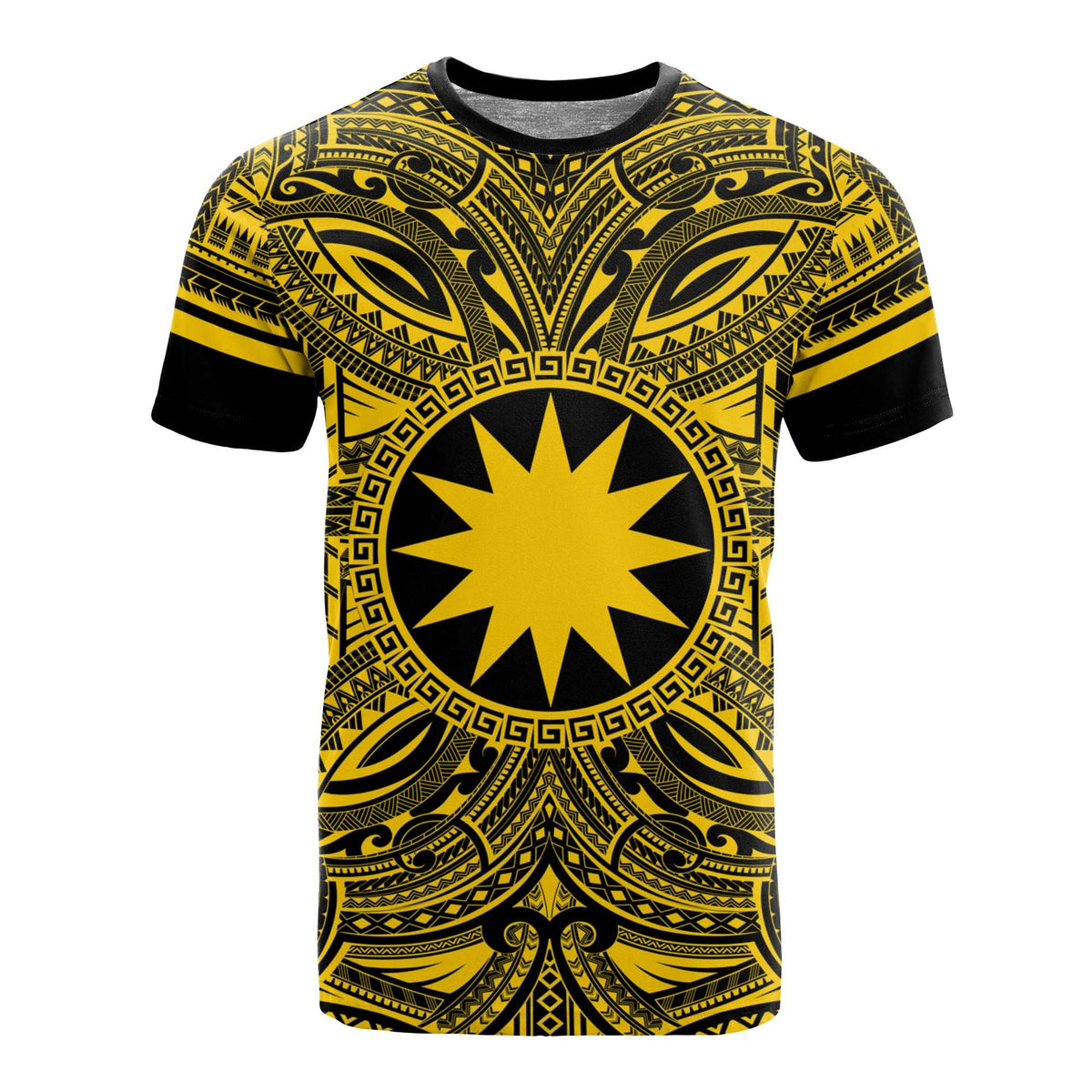 Nauru All T Shirt Nauru Coat Of Arms Polynesian Gold Black Unisex Gold - Polynesian Pride
