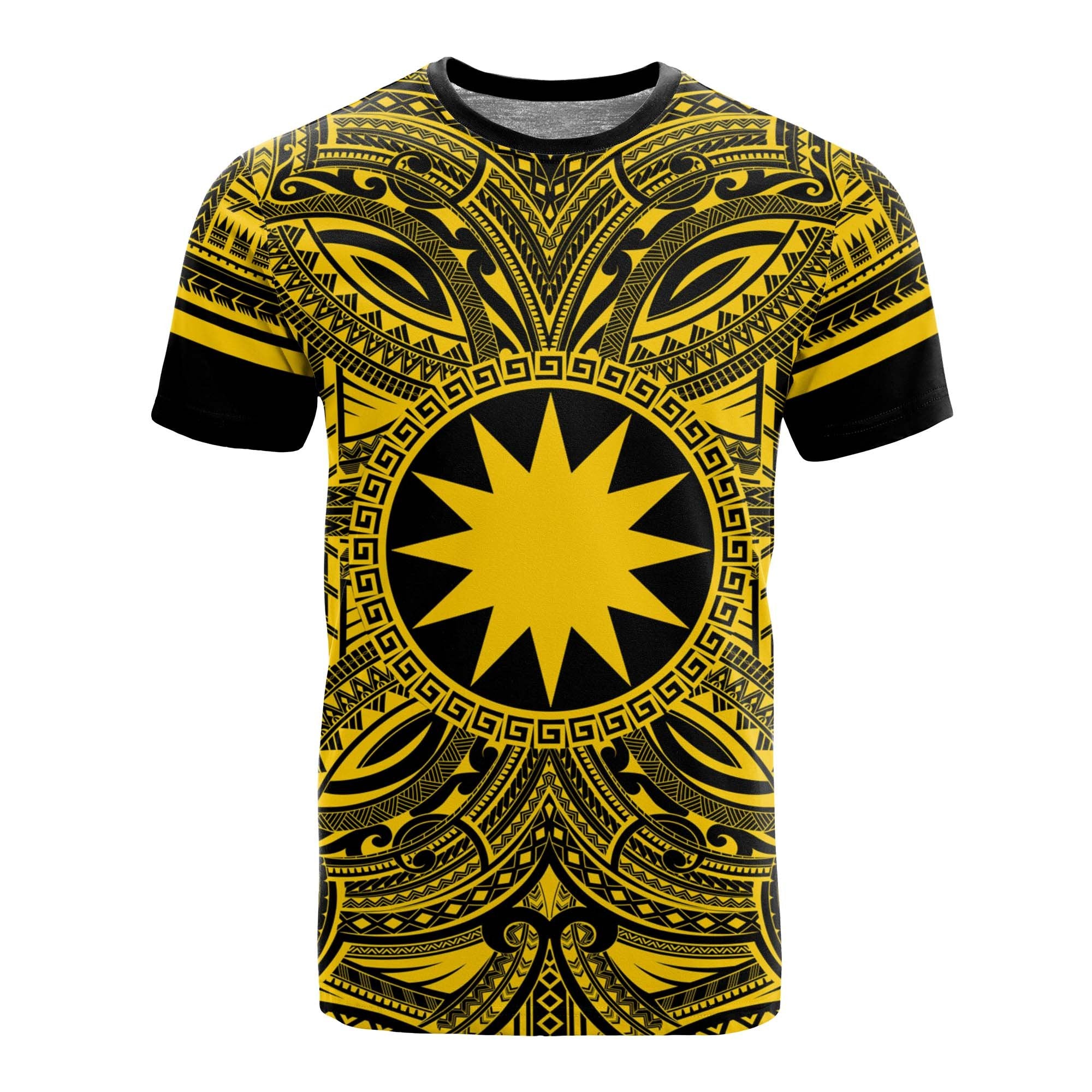 Nauru All T Shirt Nauru Coat Of Arms Polynesian Gold Black Unisex Gold - Polynesian Pride