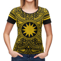 Nauru All T Shirt Nauru Coat Of Arms Polynesian Gold Black - Polynesian Pride