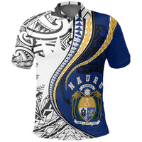 Nauru Polo T Shirt Nauru Flag Coat Of Arms Kanaloa Tatau Gen NR K7 Unisex Blue - Polynesian Pride