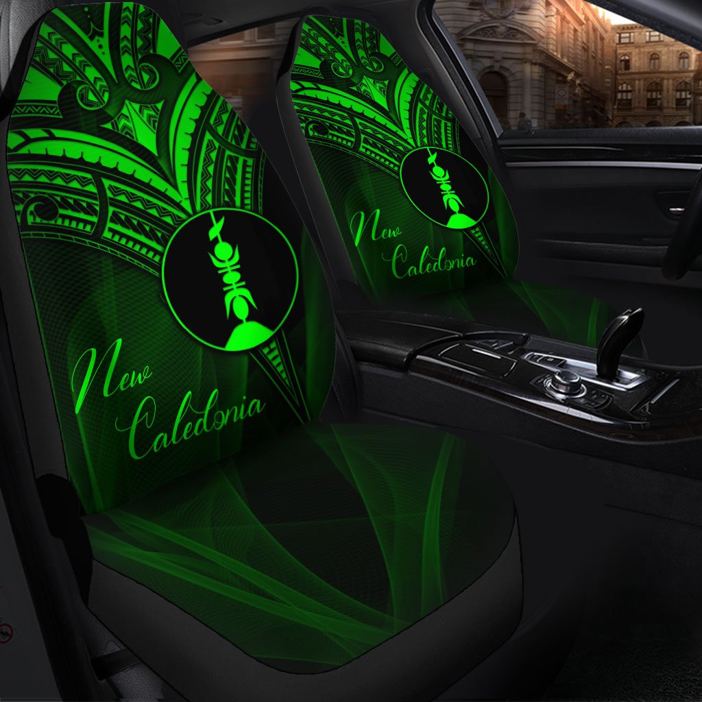 New Caledonia Car Seat Cover - Green Color Cross Style Universal Fit Black - Polynesian Pride