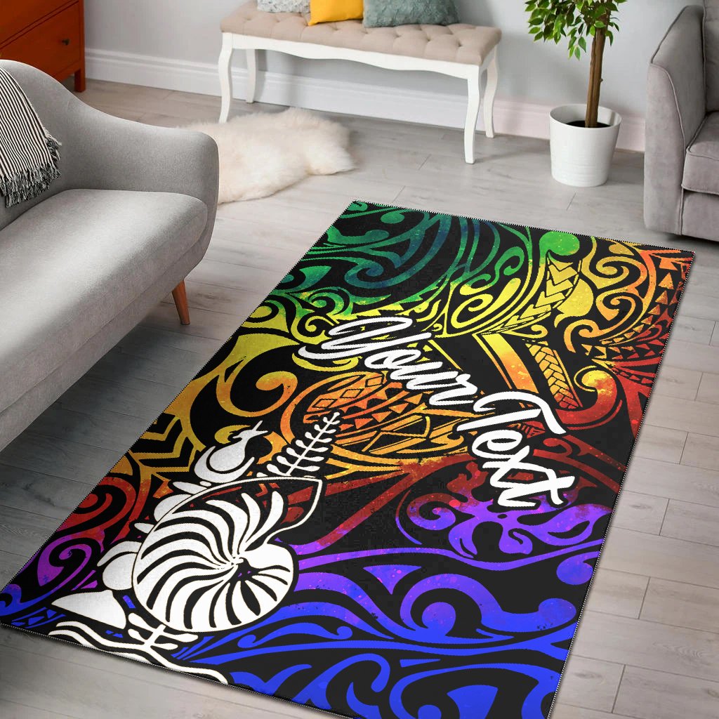 New Caledonia Custom Personalised Area Rug - Rainbow Polynesian Pattern Rainbow - Polynesian Pride