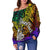 New Caledonia Custom Personalised Women's Off Shoulder Sweater - Rainbow Polynesian Pattern - Polynesian Pride