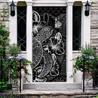 New Caledonia Door Cover Turtle Hibiscus Black - Polynesian Pride