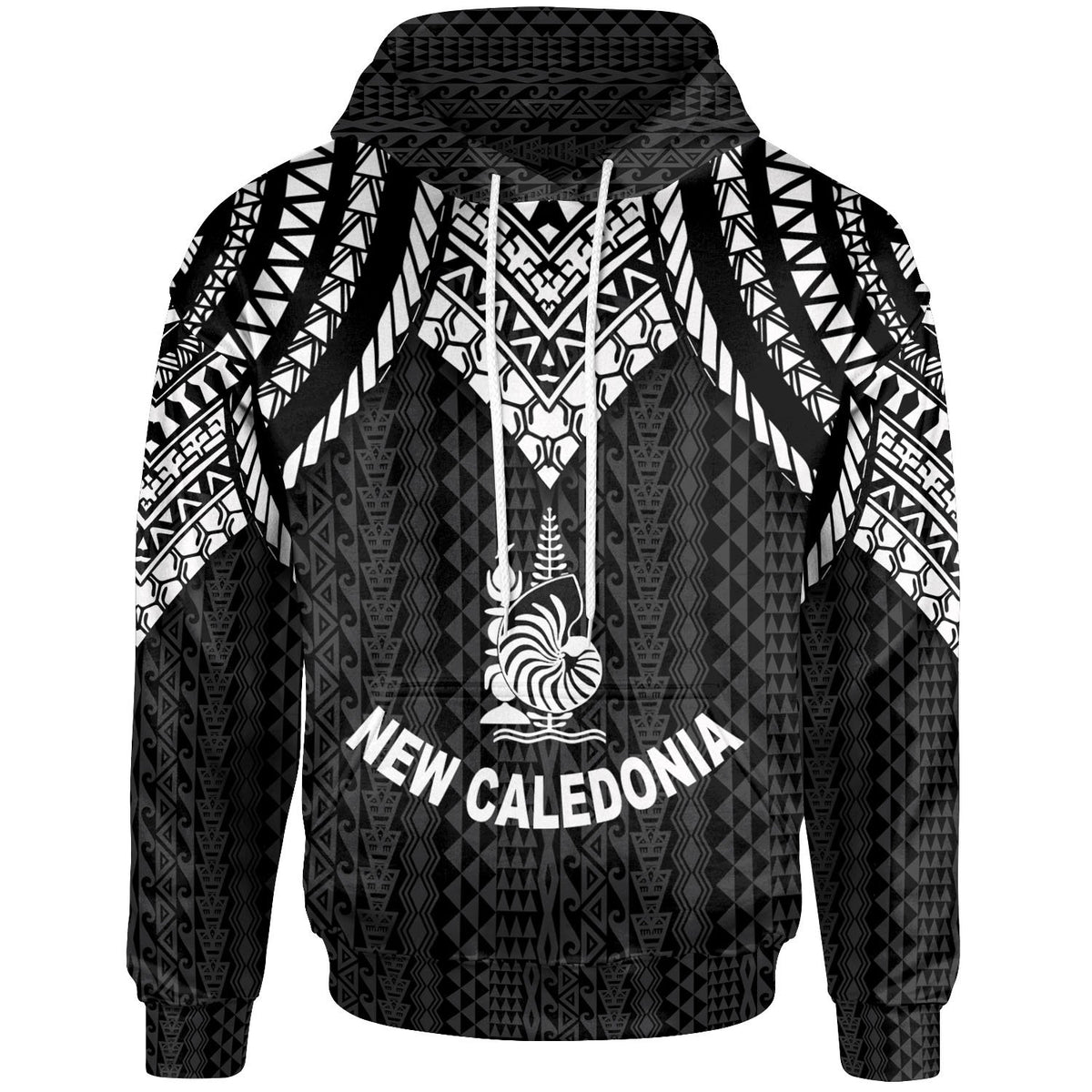 New Caledonia Hoodie Polynesian Armor Style Black Unisex Black - Polynesian Pride