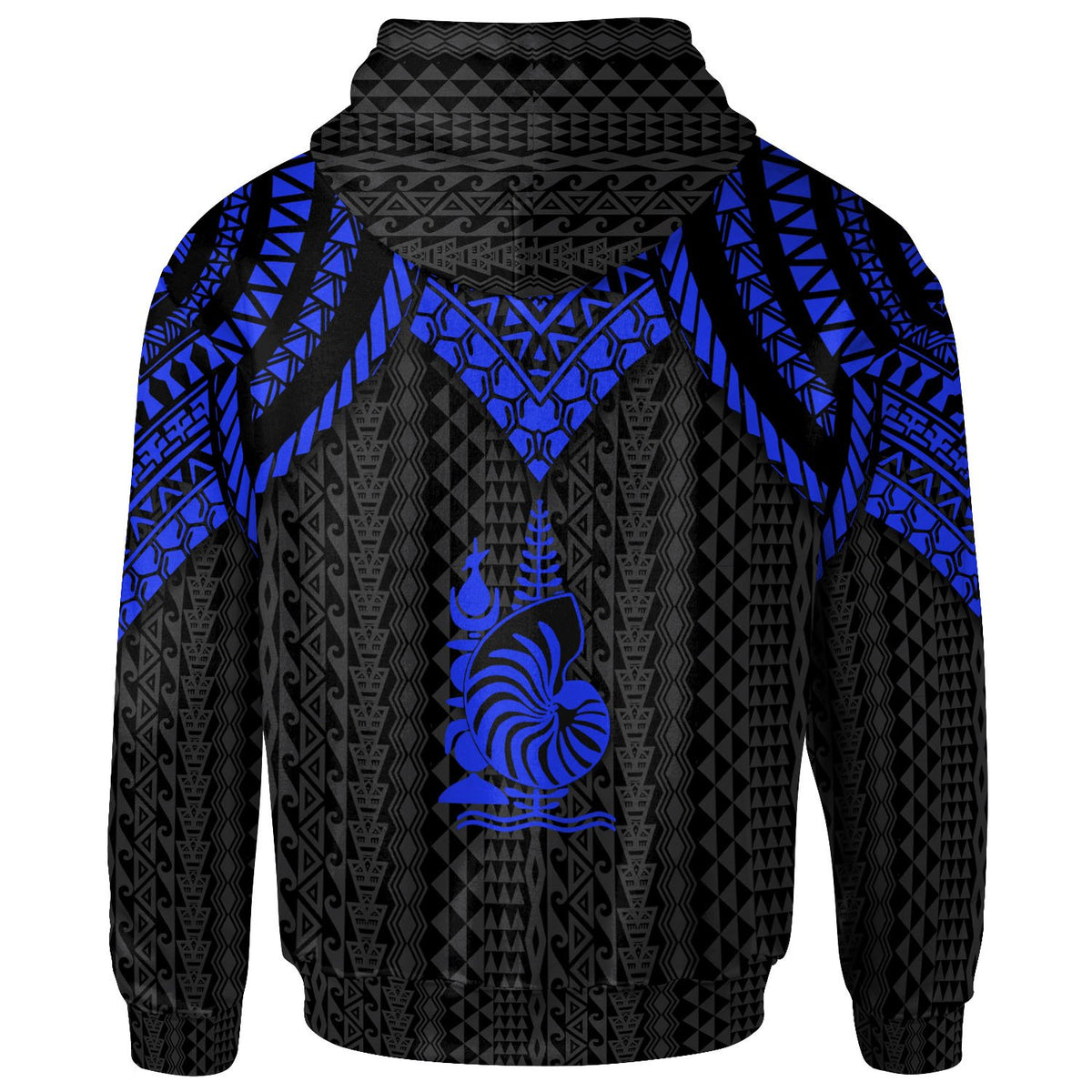 New Caledonia Hoodie Polynesian Armor Style Blue - Polynesian Pride