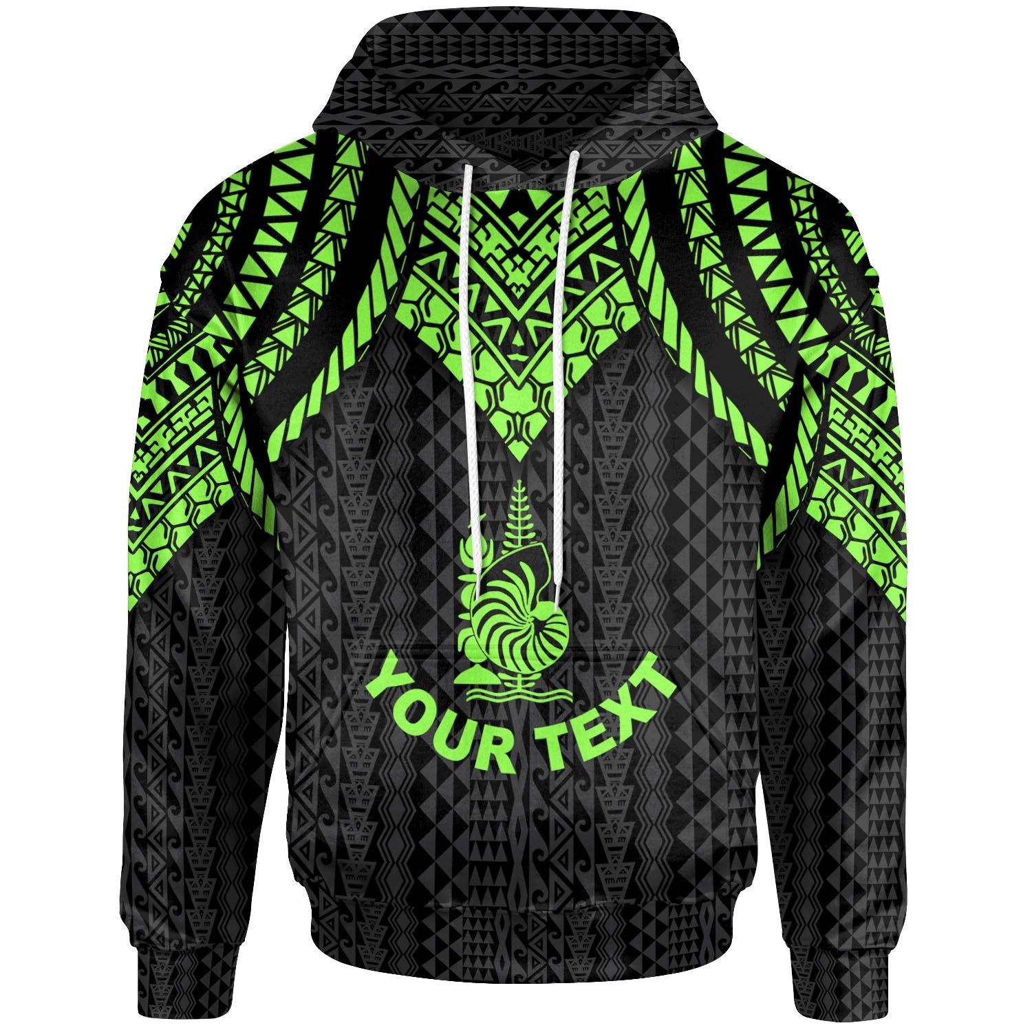 New Caledonia Custom Hoodie Polynesian Armor Style Green Unisex Green - Polynesian Pride