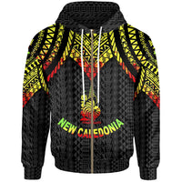 New Caledonia Zip up Hoodie Polynesian Armor Style Reagge Unisex Reagge - Polynesian Pride