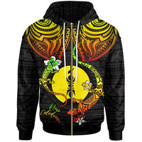 New Caledonia Zip up Hoodie Lizard Good Chest Unisex Reggae - Polynesian Pride