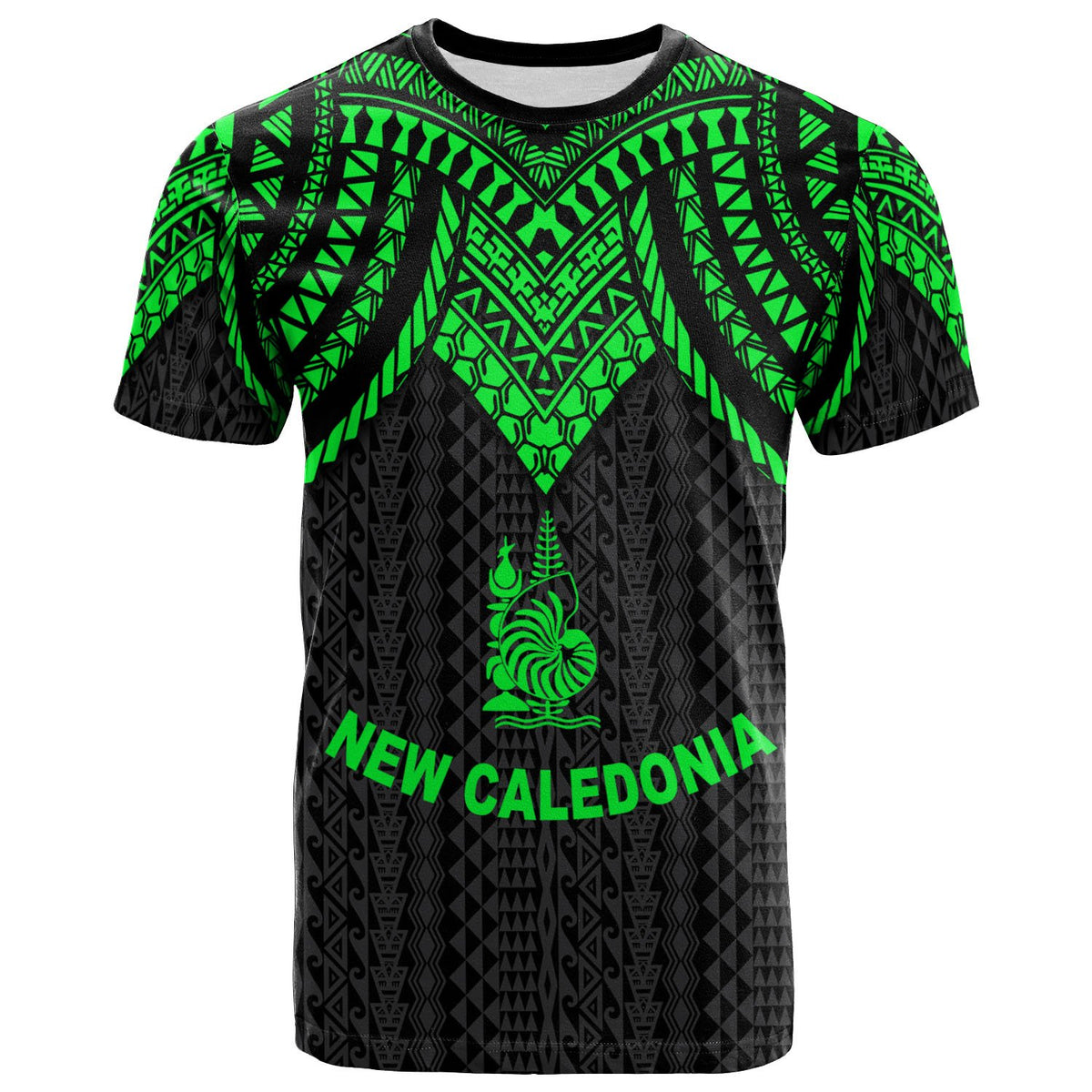 New Caledonia T Shirt Polynesian Armor Style Green Unisex Art - Polynesian Pride