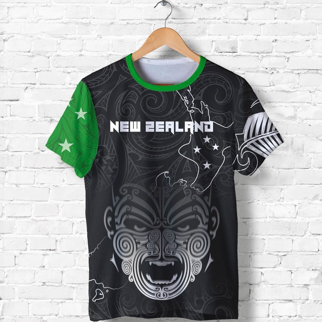New Zealand Maori Shirt, Ta Moko Tattoo T Shirt Black - Polynesian Pride