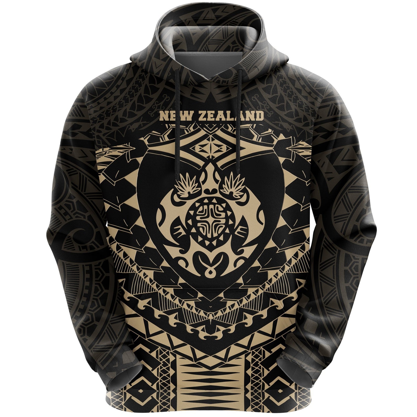 Maori Tattoo New Zealand Hoodie Turtle Tattoo Unisex Black - Polynesian Pride