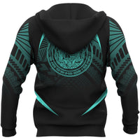 Hawaii Polynesian Zipper Hoodie Turquoise The Face Style - Polynesian Pride