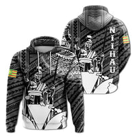 Hawaiian King Kanaka Map Polynesian Niihau Hoodie White Hala Style Unisex White - Polynesian Pride