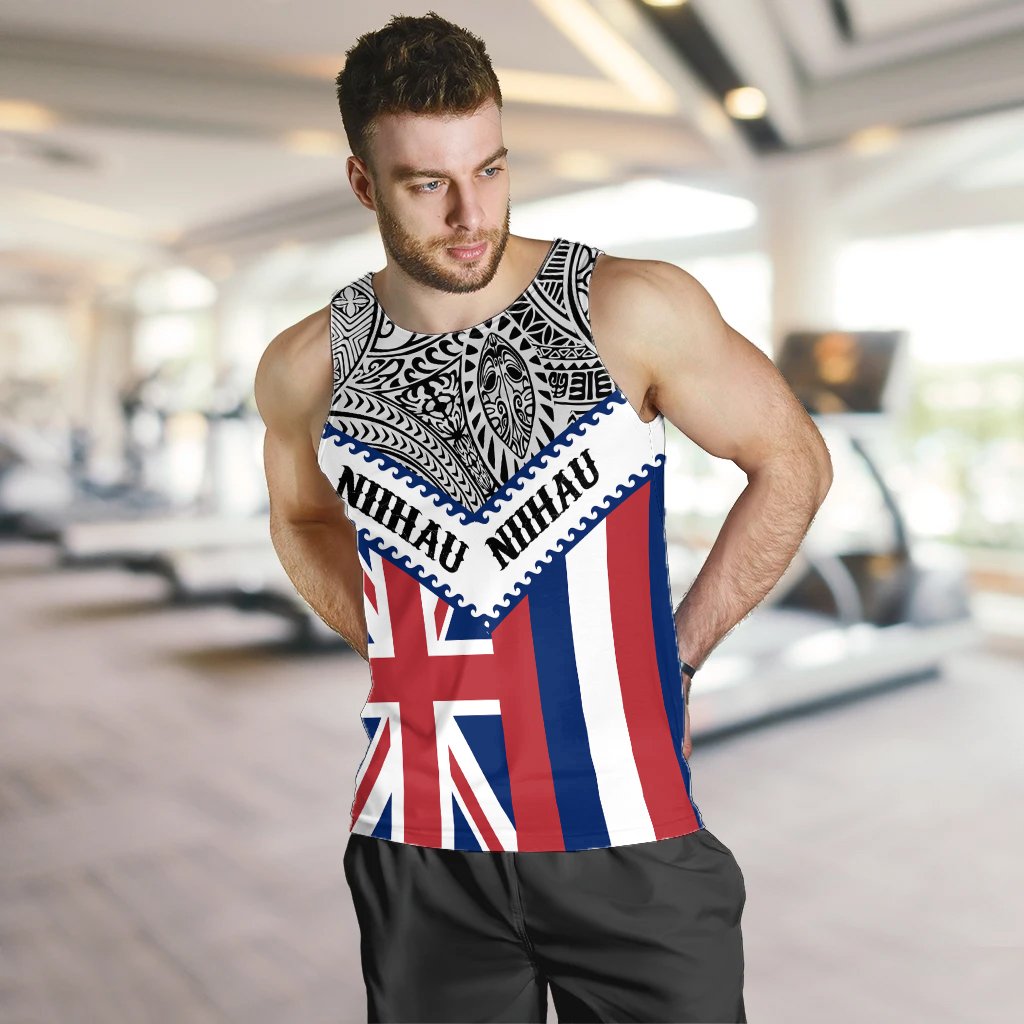 Hawaii Flag Niihau Men's Tank Top - White - Mit Style - AH - Polynesian Pride