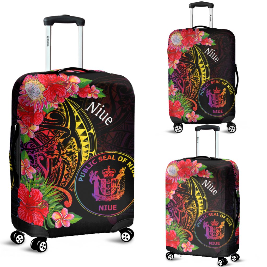 Niue Luggage Covers - Tropical Hippie Style Black - Polynesian Pride