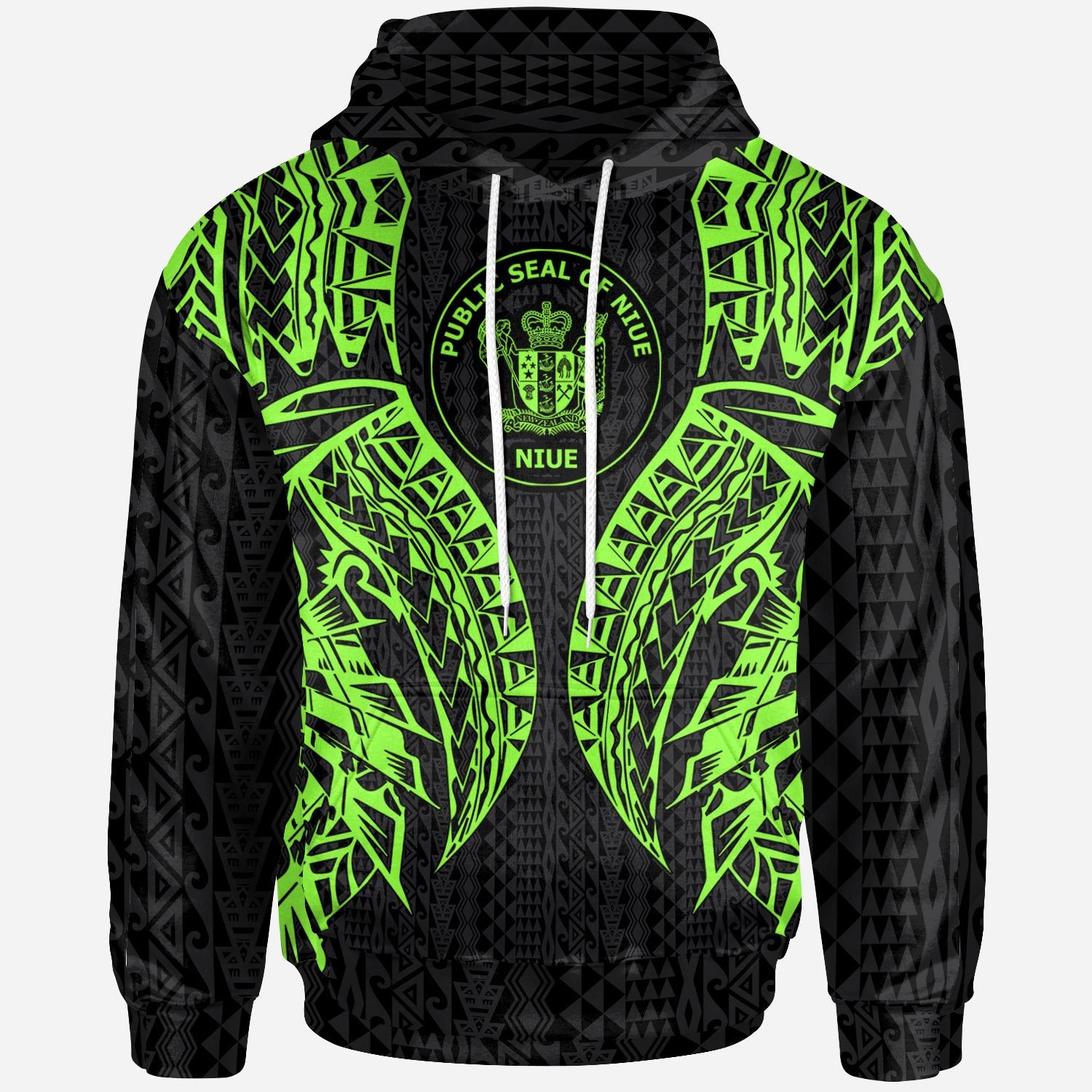 Niue Hoodie Polynesian Lion Head Green Style Unisex Green - Polynesian Pride