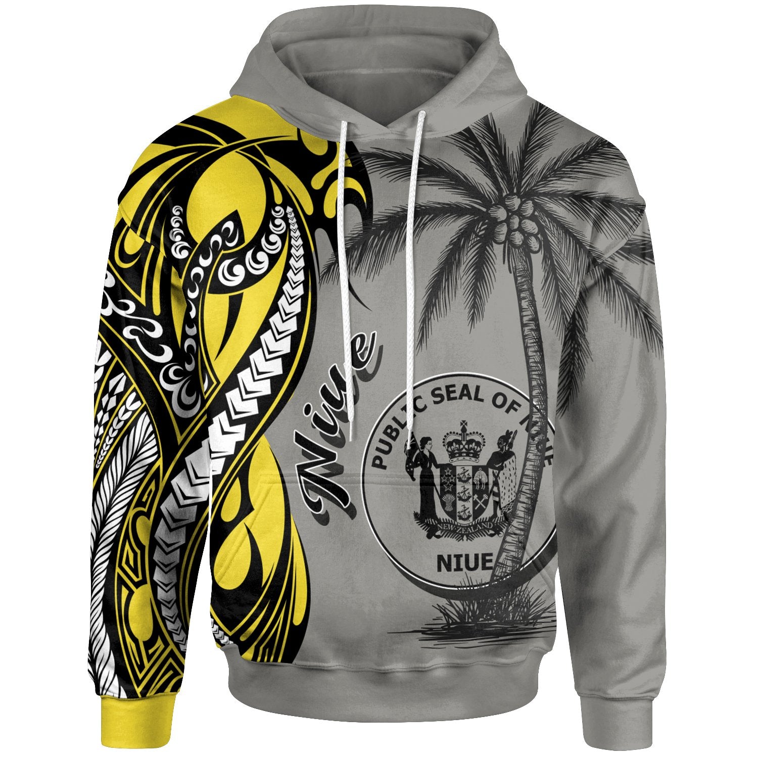 Niue Hoodie Classical Coconut Tree Unisex Gray - Polynesian Pride