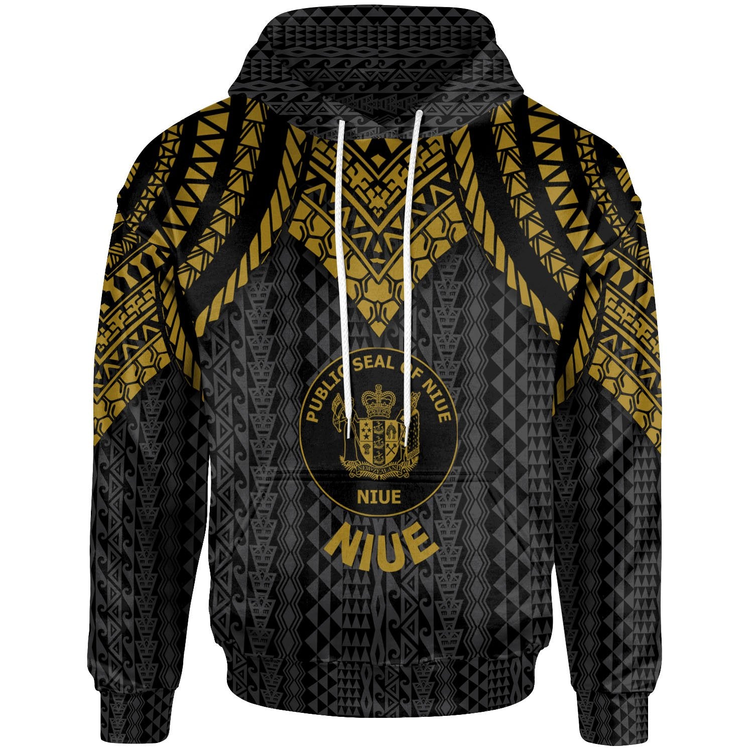 Niue Hoodie Polynesian Armor Style Gold Unisex Gold - Polynesian Pride