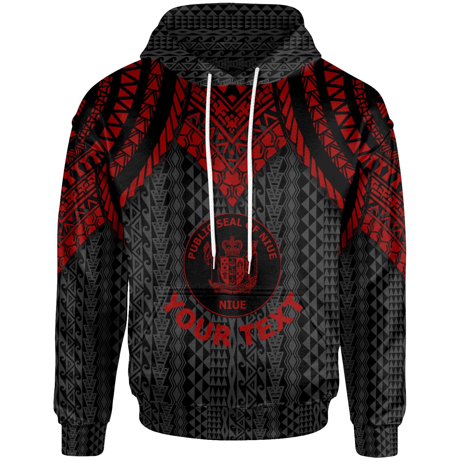 Niue Custom Hoodie Polynesian Armor Style Red Unisex Red - Polynesian Pride